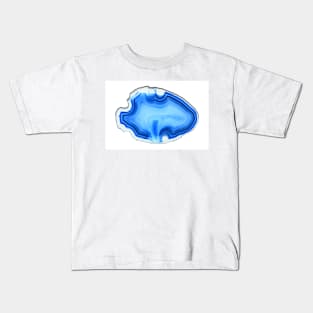 Blue agate mineral cross section background Kids T-Shirt